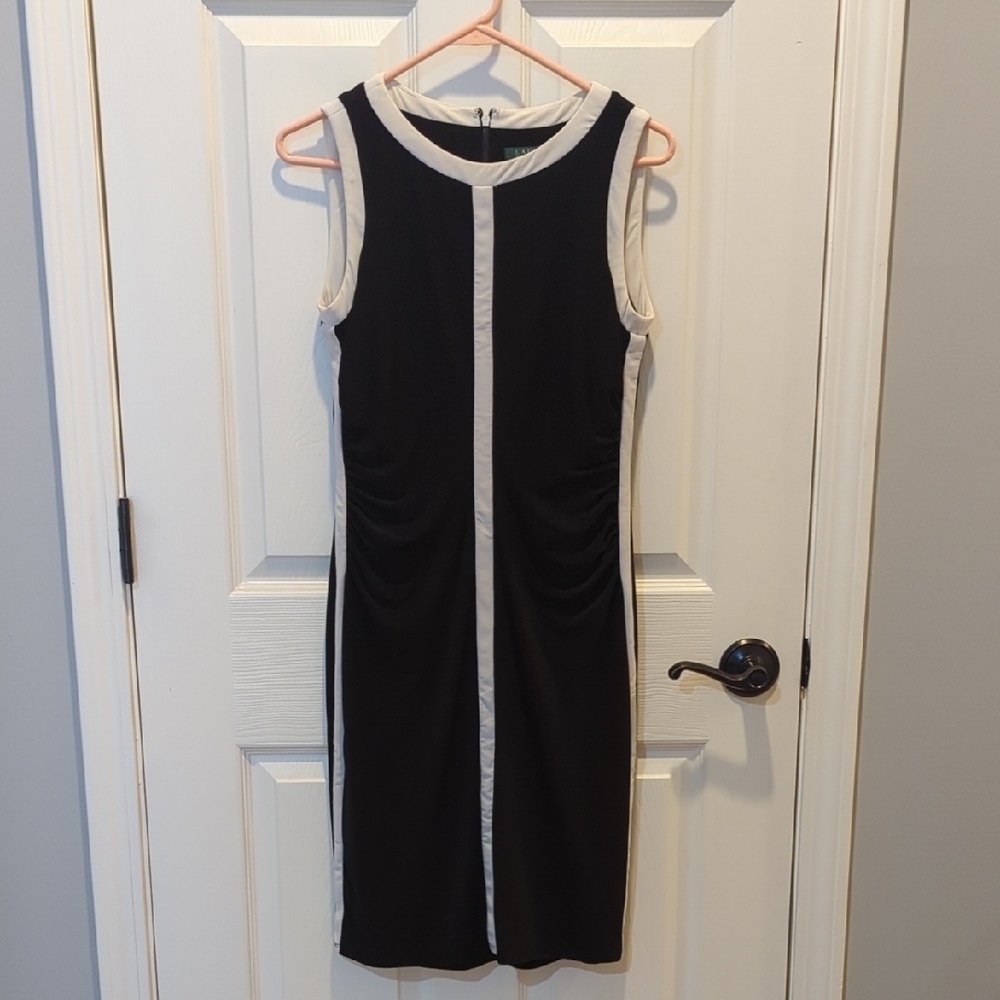 Ralph Lauren Black and White Sleeveless Midi Dress